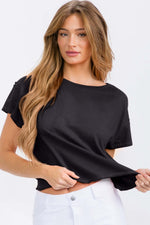 Black Women’s Short Sleeved Rebel Raw Edge Oversized Short Tee, Available in Small to Large