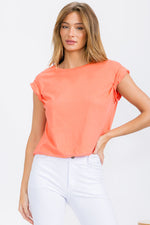 Coral Women’s Short Sleeved Rebel Raw Edge Oversized Short Tee, Available in Small to Large