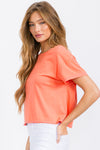 Coral Women’s Short Sleeved Rebel Raw Edge Oversized Short Tee, Available in Small to Large