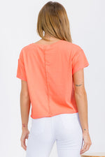 Coral Women’s Short Sleeved Rebel Raw Edge Oversized Short Tee, Available in Small to Large