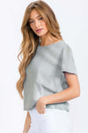 Heather Grey Women’s Short Sleeved Rebel Raw Edge Oversized Short Tee, Available in Small to Large