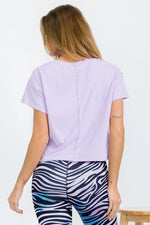 Lavender Women’s Short Sleeved Rebel Raw Edge Oversized Short Tee, Available in Small to Large