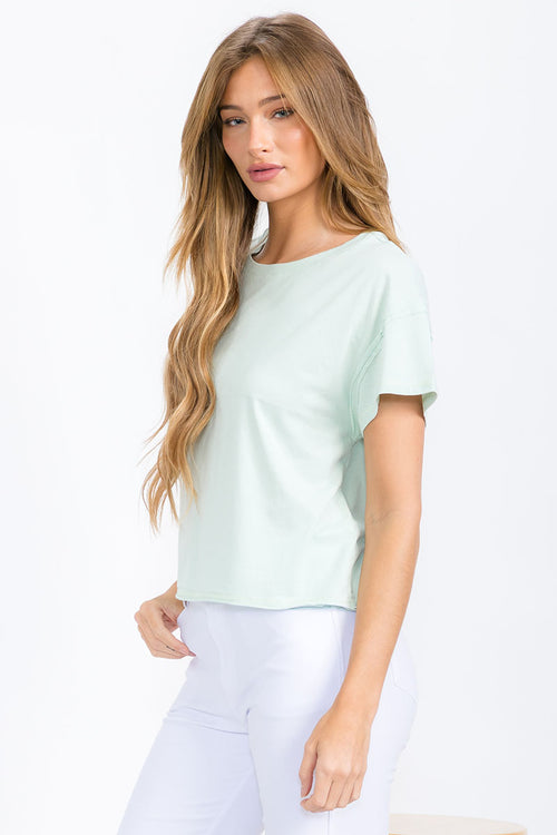 Lime Cream Women’s Short Sleeved Rebel Raw Edge Oversized Short Tee, Available in Small to Large