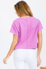Orchid Women’s Short Sleeved Rebel Raw Edge Oversized Short Tee, Available in Small to Large