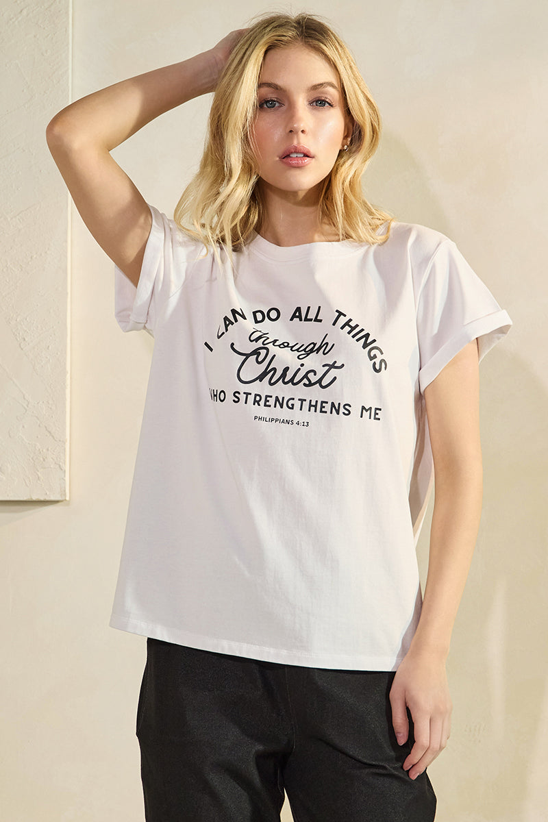 Women’s Faith Message Pure Cotton Crew Neck Graphic Tee 