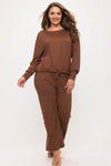 Women’s Relaxed Fit Tie Hem Long Sleeve Top and Loose Fit Pants