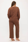 Women’s Relaxed Fit Tie Hem Long Sleeve Top and Loose Fit Pants