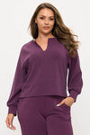 Plus Size Comfort Drape Raglan Split V Top