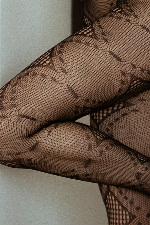 Original Color Irregular Square Hollowed Out Mesh Stockings Plus Size  Tights Printed Tights Spider Stockings Lingerie Fishnet