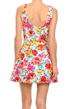 In Full Bloom Floral Print A-Line Tank Dress ICONOFLASH