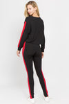 black red two piece sets matching outfits women's pullover crop tops high waist leggings 