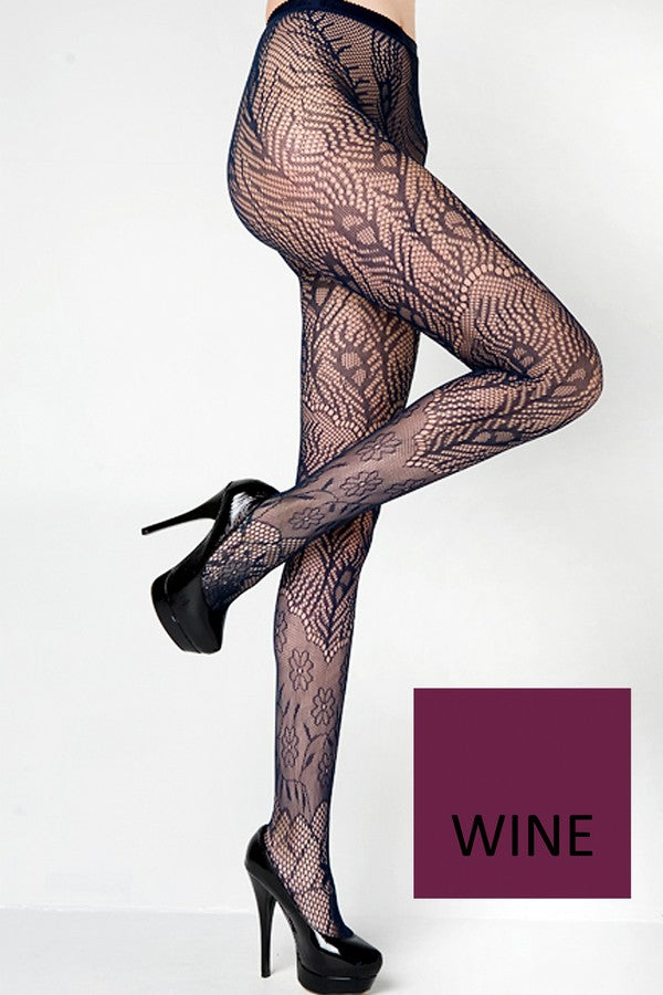 Peacock Feather Patterned Fishnet Tights