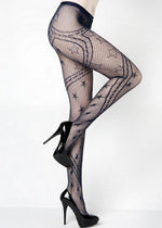 Stars and Swirling Ribbons Fishnet Tights NEW