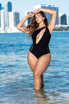 Plus Size Sultry Asymmetrical Wonder Monokini Bodysuit Swimwear