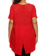 Plus Size Surplice Lace Back Top ICONOFLASH