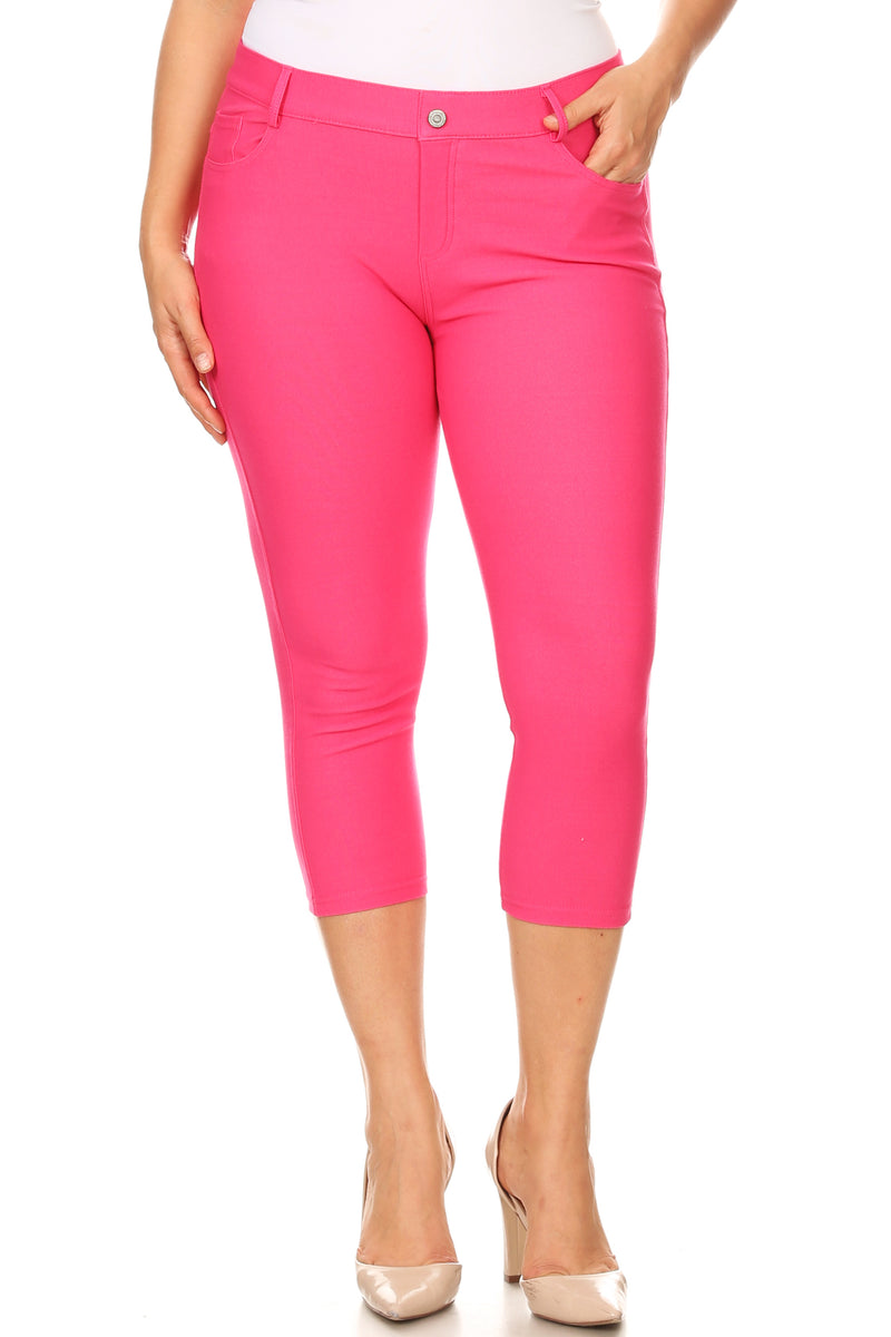 hot pink jeggings for plus size women