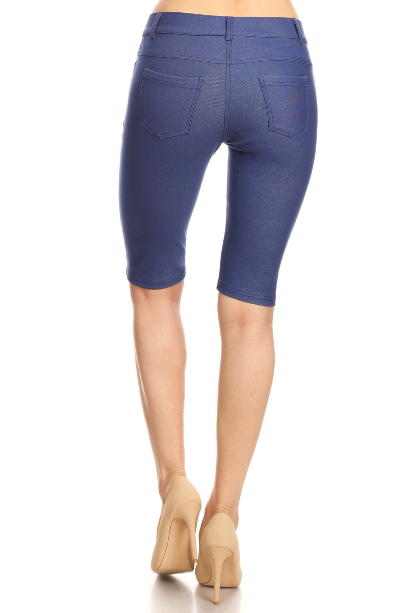 denim blue distressed women's shorts 