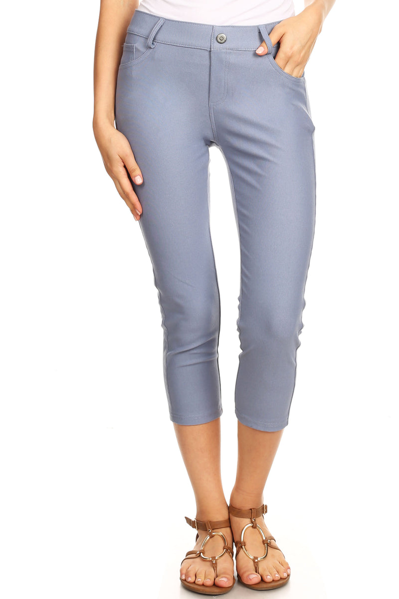 ICONOFLASH Women's Capri Jeggings - Slimming Cotton Pull On Jean