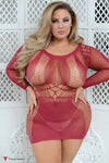 Plus Size Love like Crazy Long Sleeve Fishnet Dress with Thong