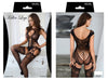 Reveal Striped Design Crotchless Fishnet Bodystocking