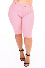 pink denim shorts for women plus size