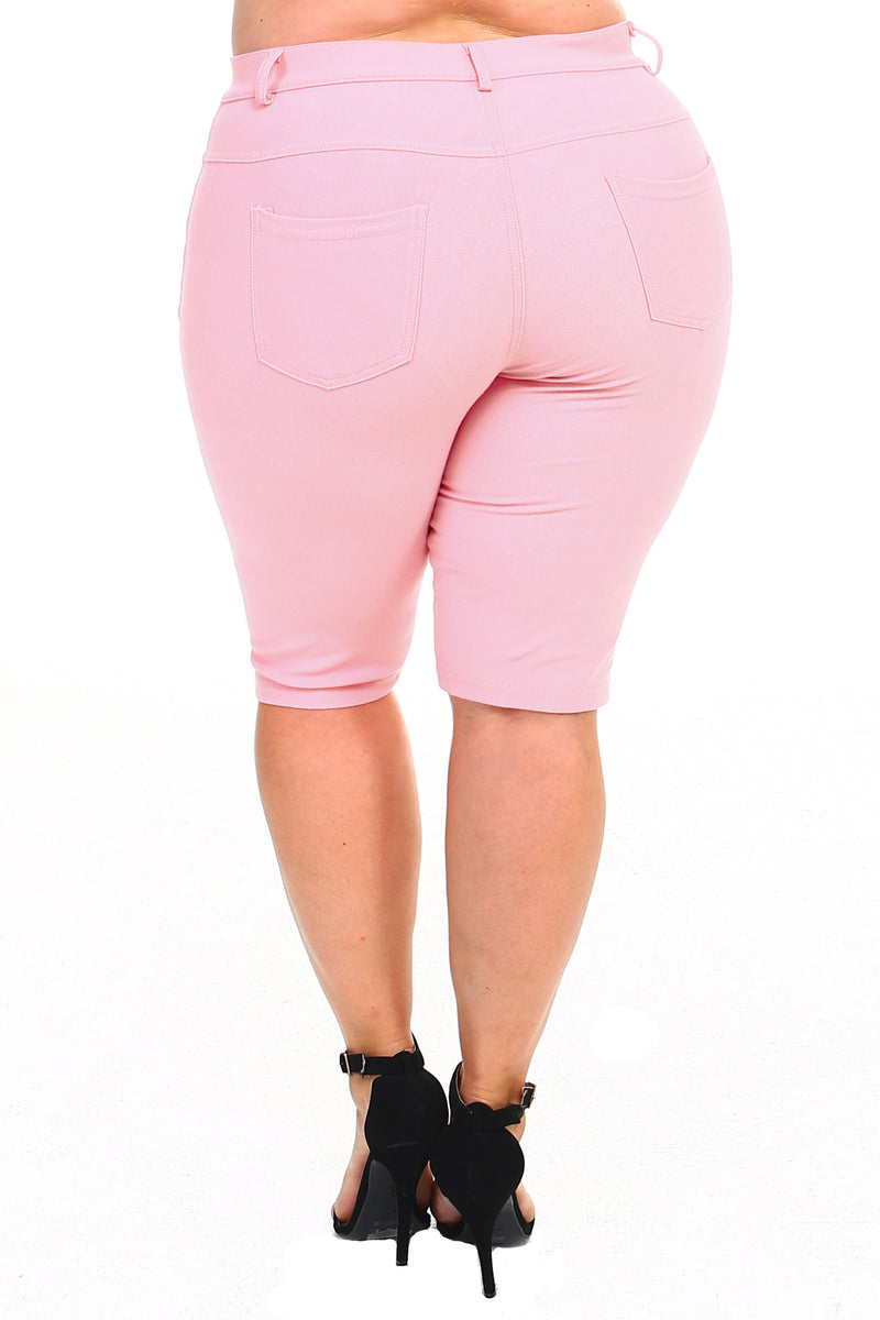 stretchy pink shorts for plus size