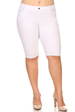 white jean shorts for women plus size