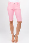 light pink high rise denim shorts for women spring 
