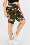 Plus Size Soft Camouflage Print Biker Shorts