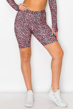 Wild Leopard Print Biker Shorts