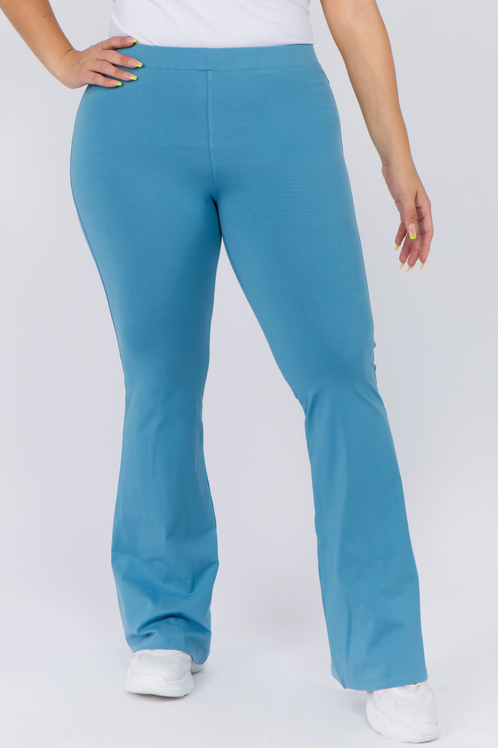 slate blue cotton flare legging
