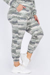 Plus Size Relaxed Green Camo Print Joggers