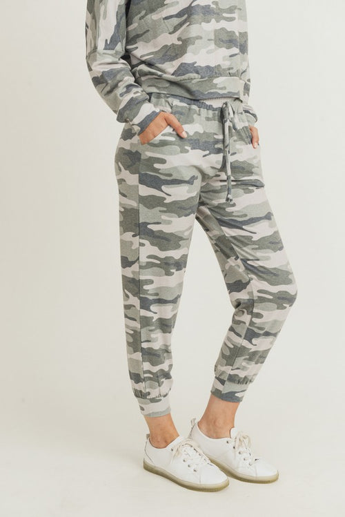 Relaxed Green Camo Print Joggers