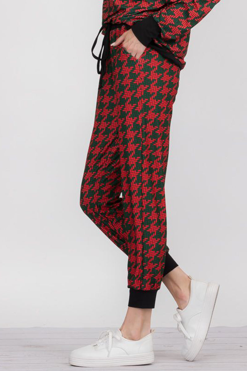 Christmas Holiday Knit Printed High-Rise Joggers