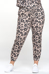 Plus Size Relaxed Leopard Print High-Rise Joggers