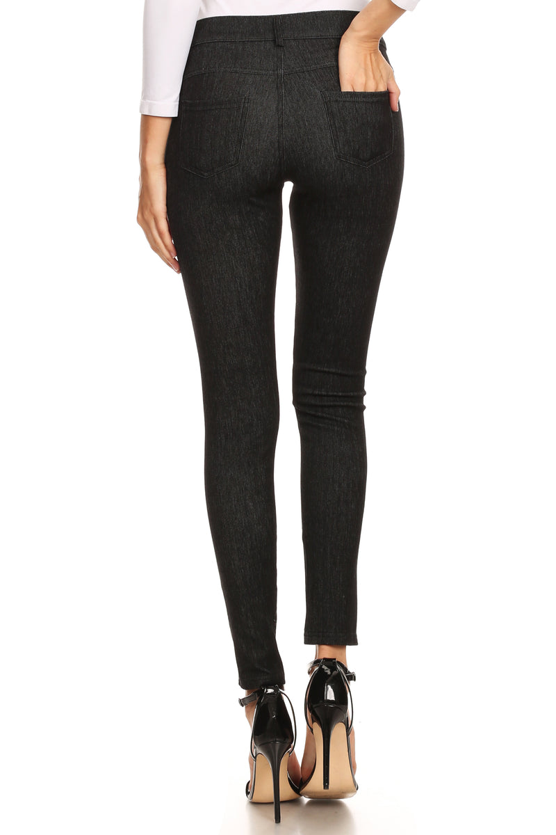 black denim leggings with pockets for women 