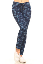 lace up camo print jeggings