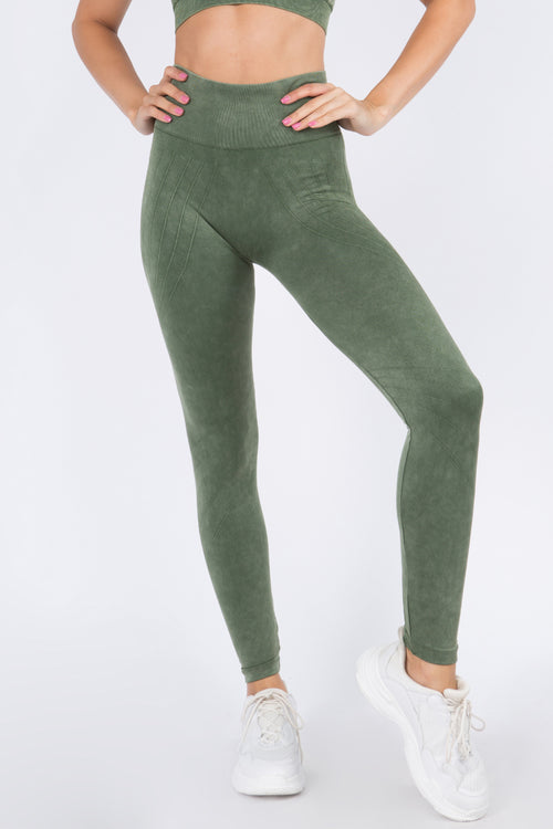 Bohemian Stitched Mineral Wash Active Leggings