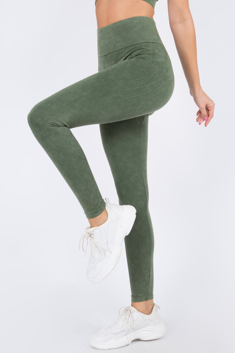 Bohemian Stitched Mineral Wash Active Leggings
