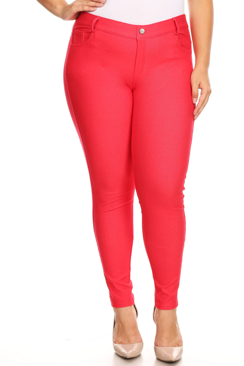 coral high waisted jeggings for women plus size