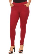 wine red plus size pants