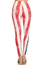 American Flag Printed Peach Skin Leggings