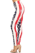 American Flag Printed Peach Skin Leggings