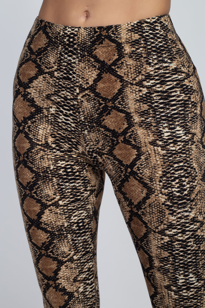 Brown SnakeSkin Snake Print Women's Leggings