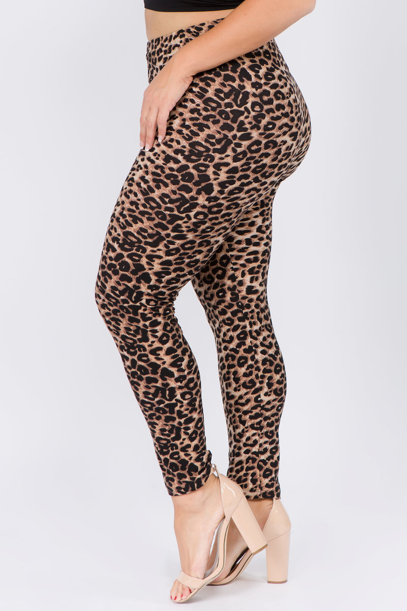 Plus Size Cheetah Instinct Peach Skin Leggings