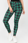 Stay Lucky Plaid 4-Leaf Clover Printed Leggings