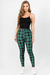 Stay Lucky Plaid 4-Leaf Clover Printed Leggings