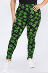 Plus Size Colorful Mary J Marijuana Leaf Print Leggings