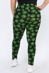 Plus Size Colorful Mary J Marijuana Leaf Print Leggings