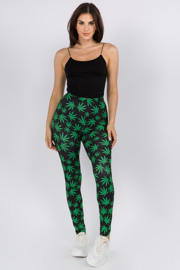 Colorful Mary J Marijuana Leaf Print Leggings